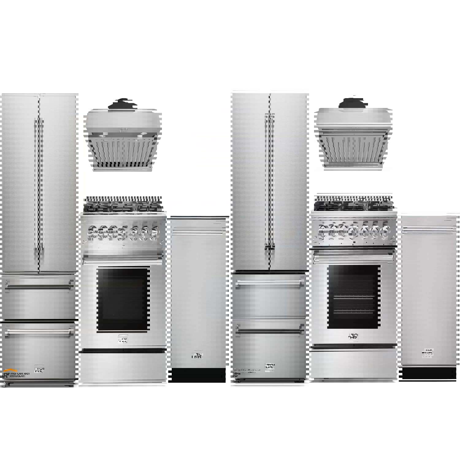 Thor Kitchen 4-Piece Pro Appliance Package - Stainless Steel Gas Range, Refrigerator, Dishwasher & Hood