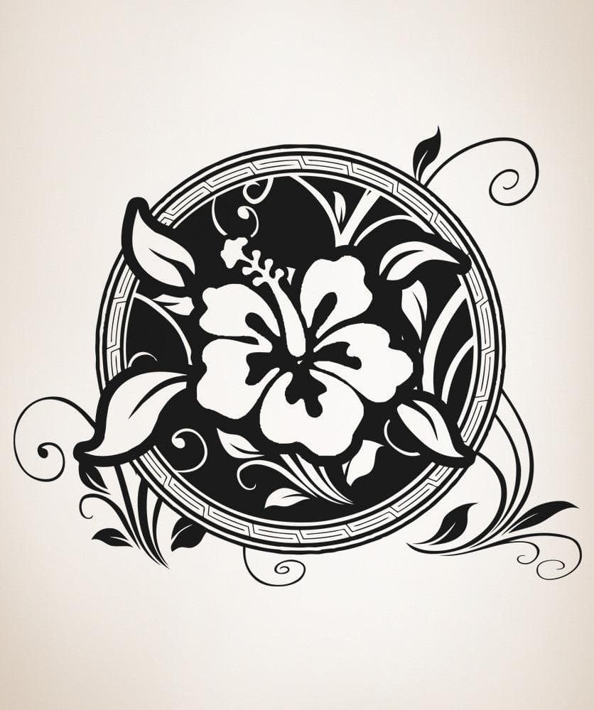 Vinyl Wall Decal Sticker Hawaiian Flower Circle #OS_AA379
