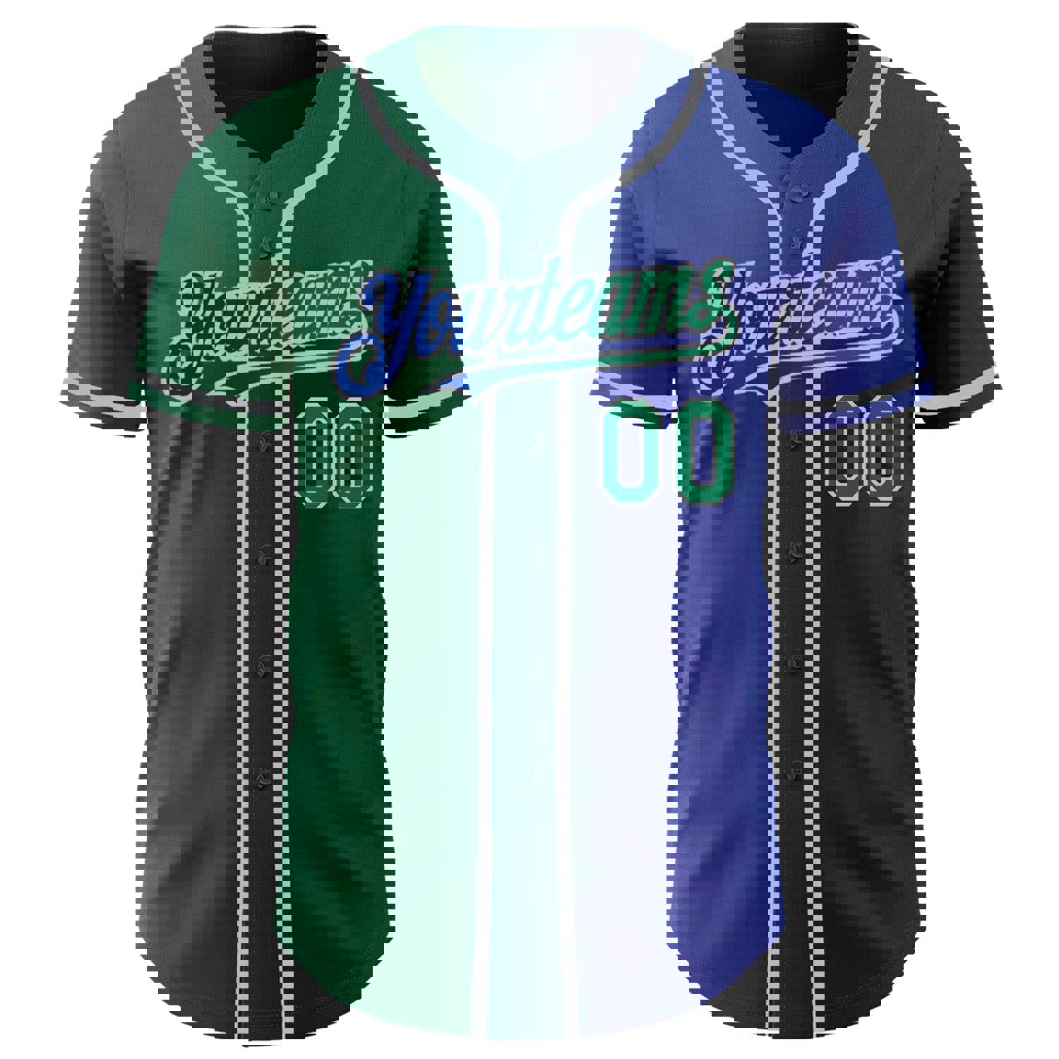 Custom Royal Kelly Green-Gray Authentic Gradient Fashion Baseball Jersey