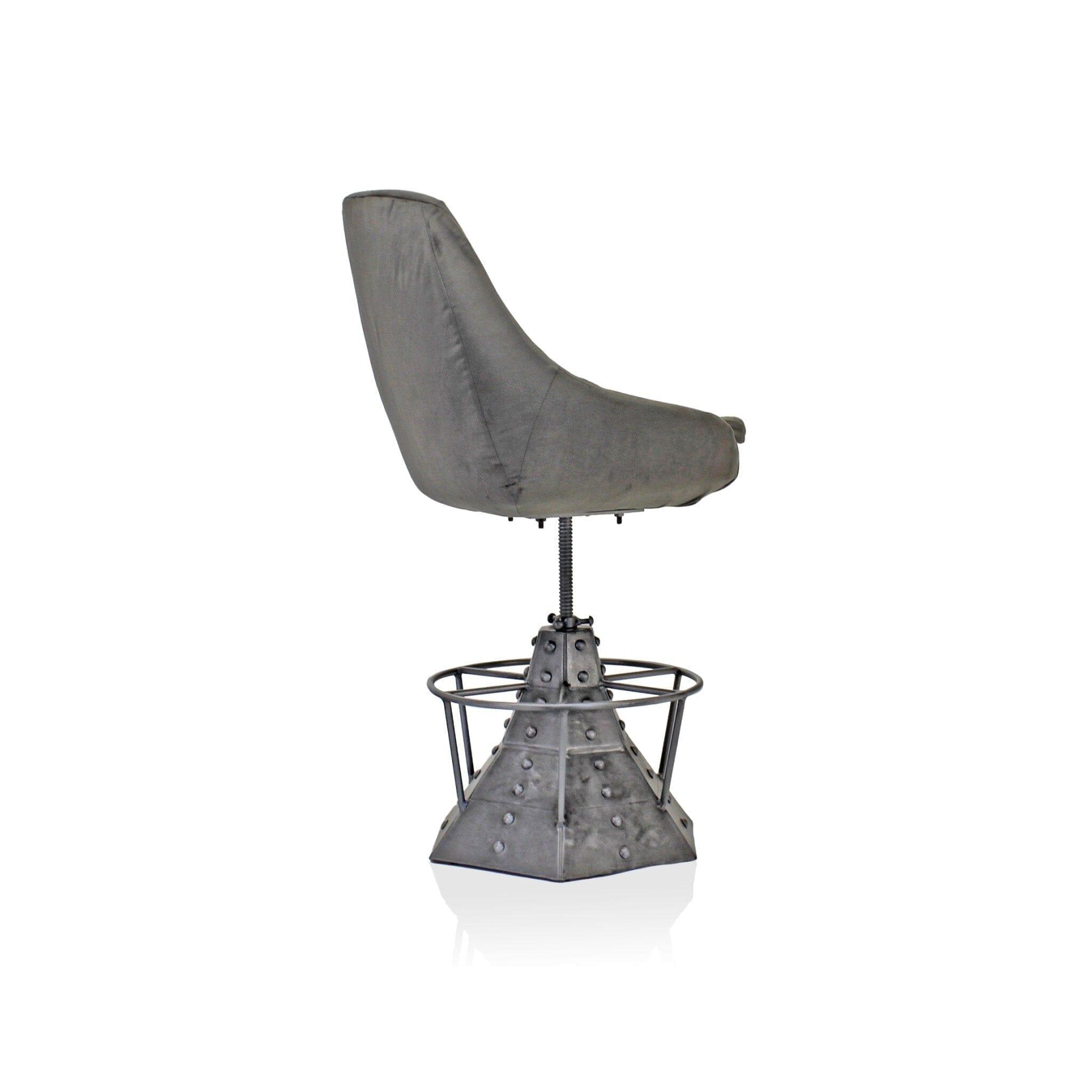 Casemate Industrial Dining Chair - Adjustable Height - Gray Velvet - Pair