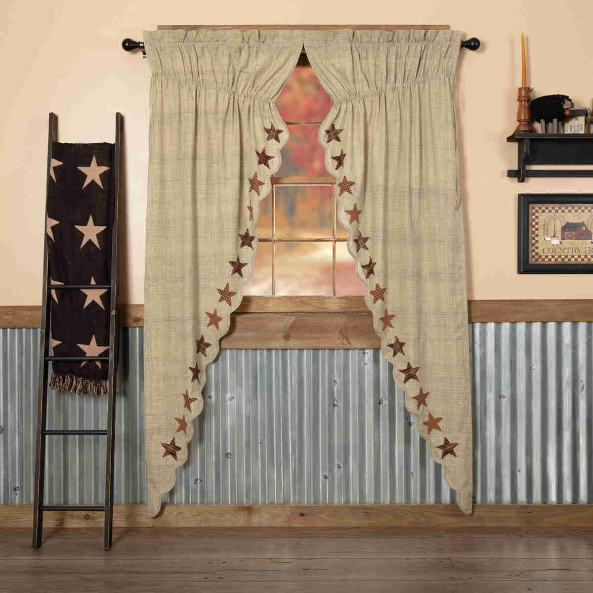 Primitive Abilene Star Prairie Swag Curtains