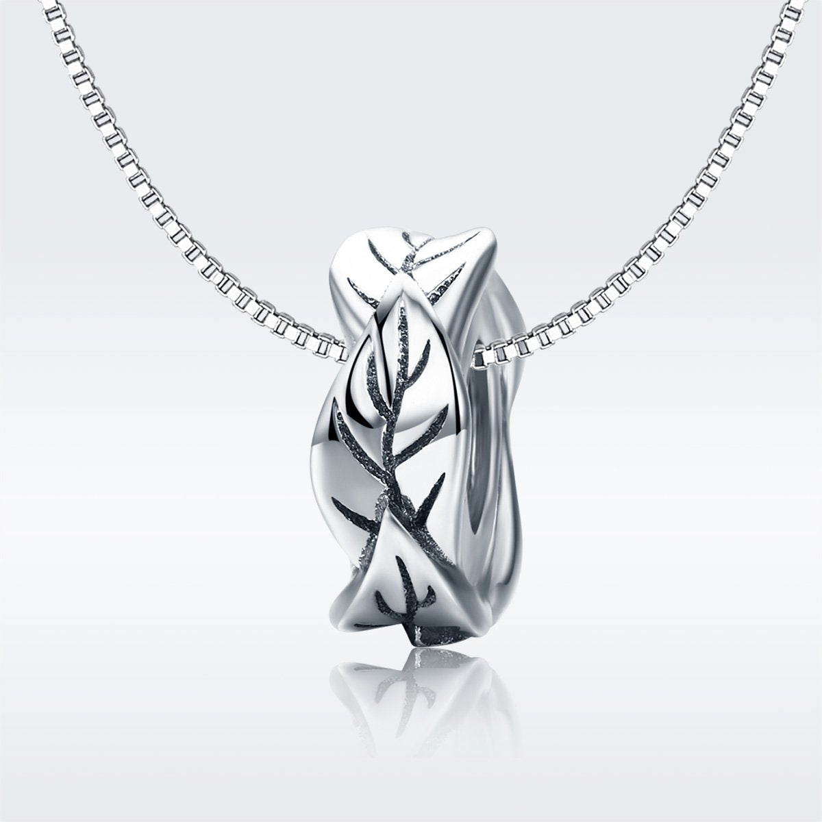 Sterling 925 Silver Leaf Circle Bead Pendant for Pandora & European Charm Bracelets