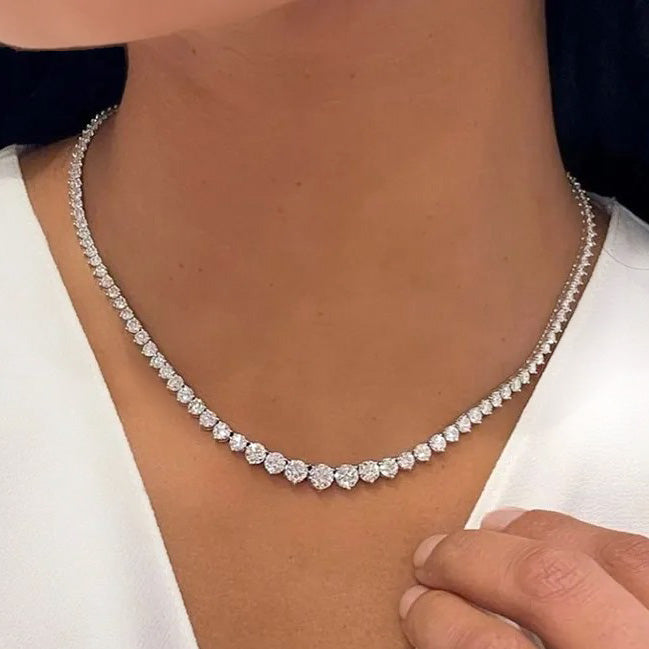 Arctic Elegance Tennis Necklace with Moissanite & CZ Gems
