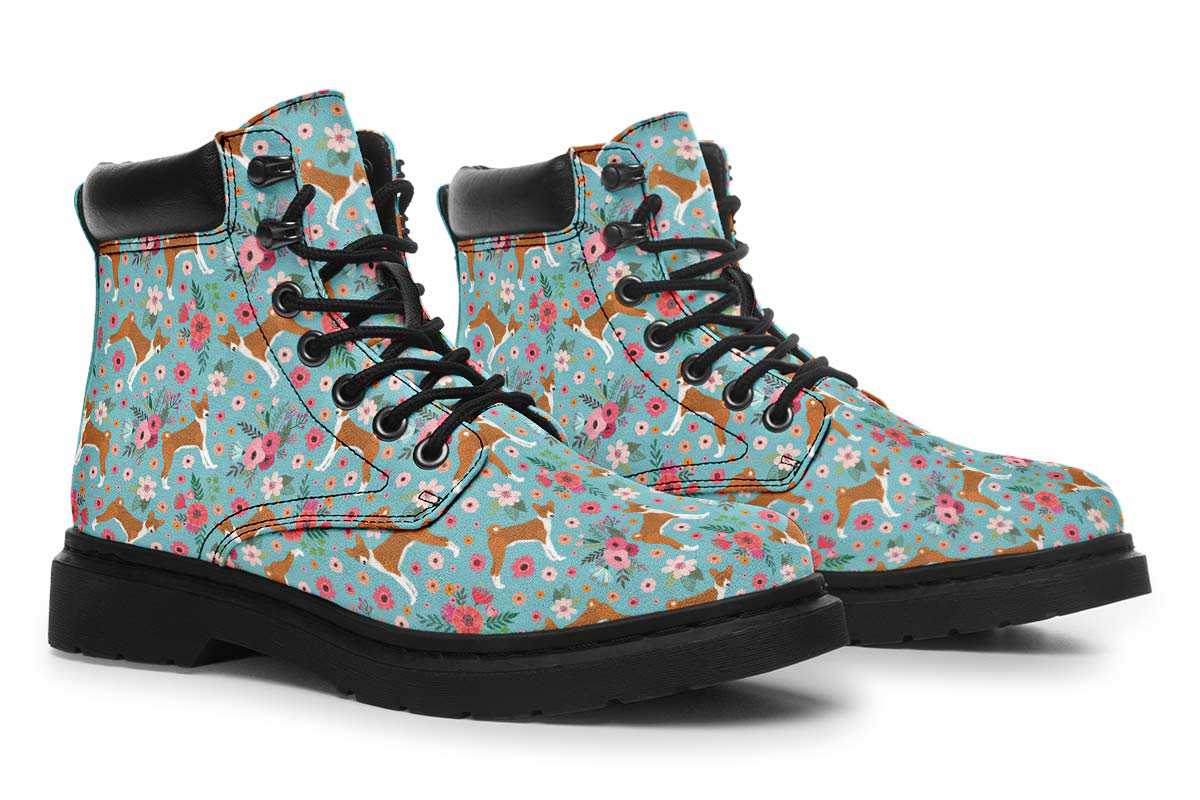 Basenji Flower Classic Vibe Boots - Custom Printed Vegan Boots