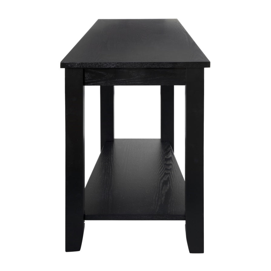 ZUN Contemporary Black Finish Wedge Shape Chairside Table with Lower Shelf