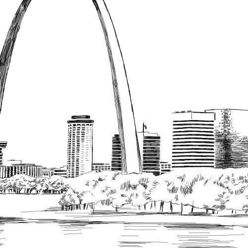 St. Louis Skyline Wedding Guestbook - Hand-Drawn Alternative Guest Book