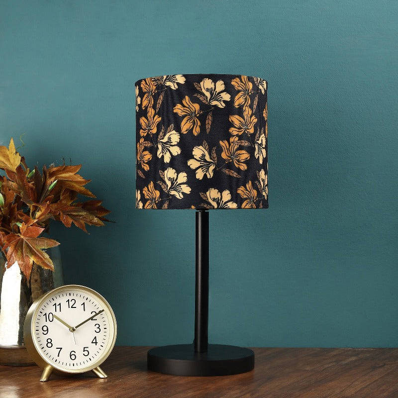 BTR CRAFTS Raven Black Metal Table Lamp with Premium Color Shade (Pack of 2)