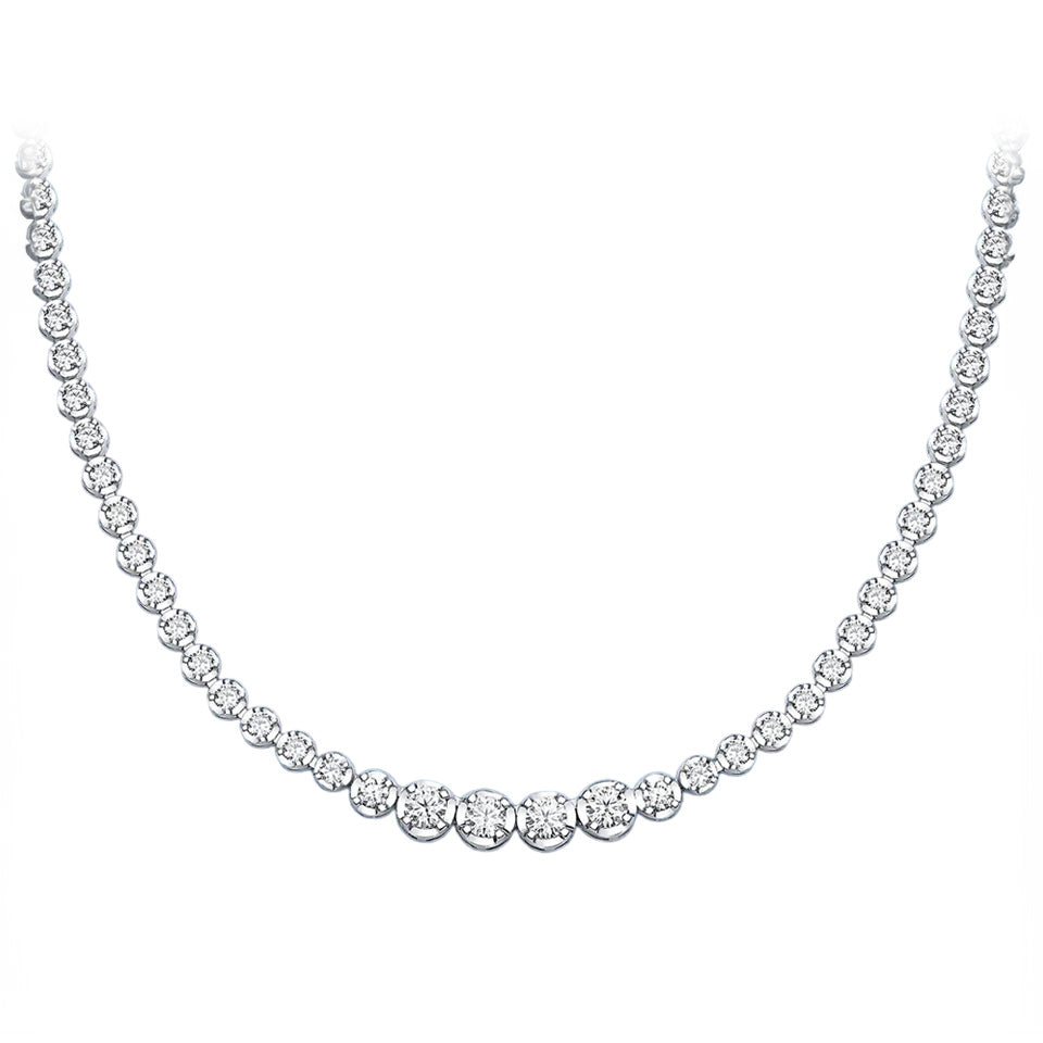 Arctic Elegance Tennis Necklace with Moissanite & CZ Gems