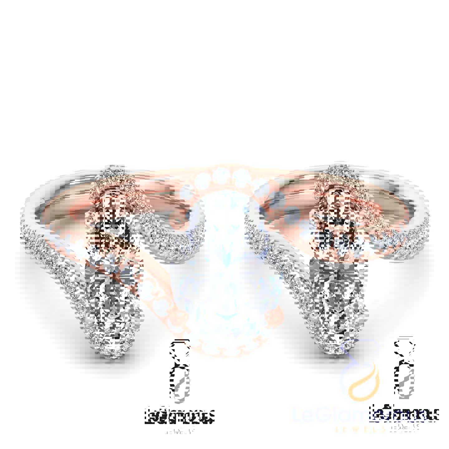 Oval Cut Lab Grown Diamond Pave Setting Engagement Ring