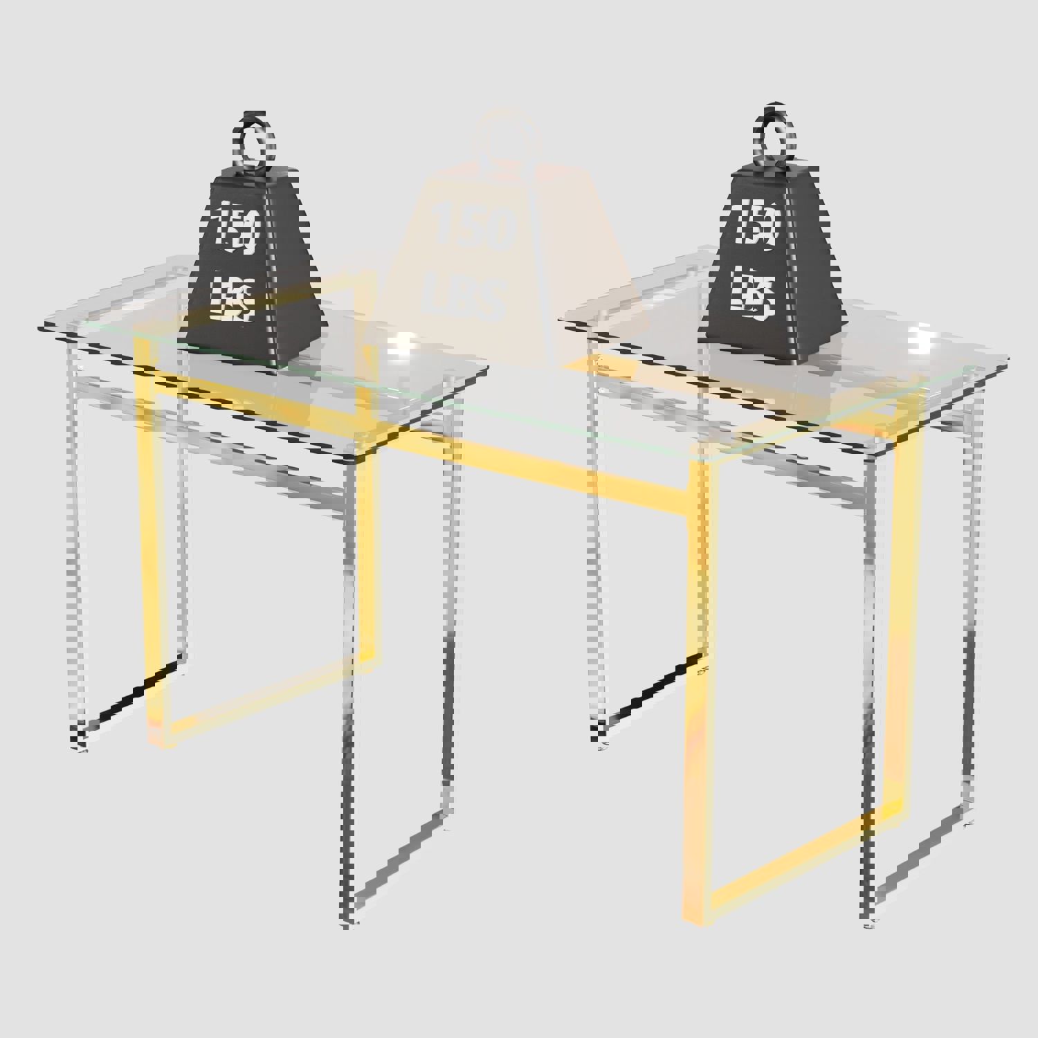 Modern Minimalist Rectangular Glass Dining Table for 4-6 with Tempered Glass Tabletop and Golden Chrome Legs