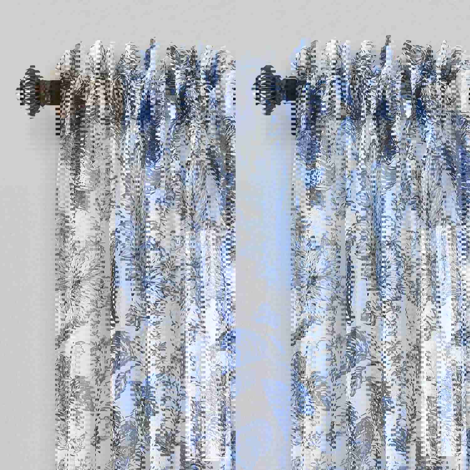 Cynthia Jacobean Sheer Window Curtain Panel Set