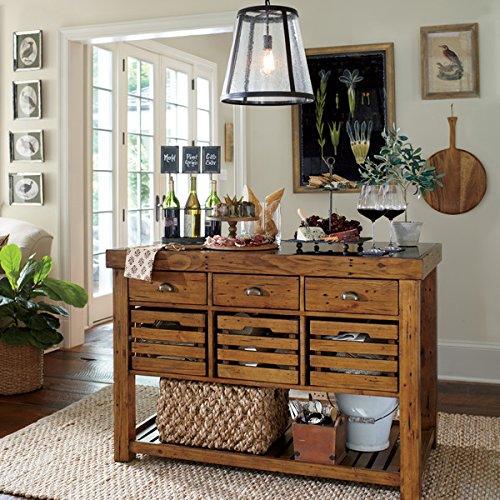 Leraze Metal Wine Bottle Holder with Chalkboard Signs - Holds 3 Bottles, Kitchen & Dining Decor