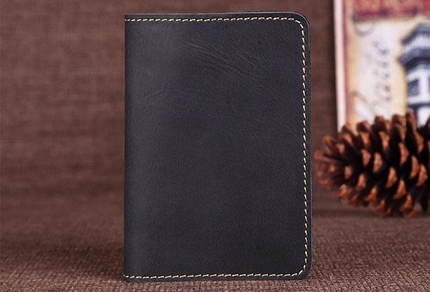 Vintage Leather Slim Men's Travel Bifold Passport Wallet