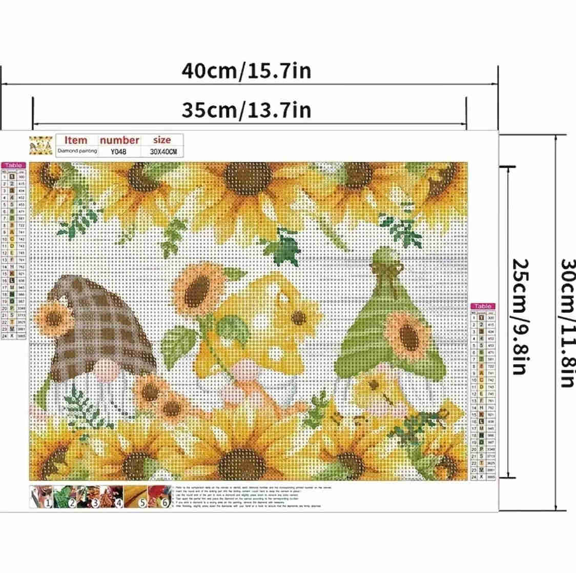 Diamond Painting Kit - Gnome Sunflower Floral DIY Craft