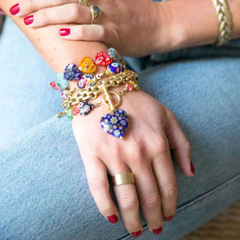 Luxury Colored Glaze Love Bracelet With Pendant