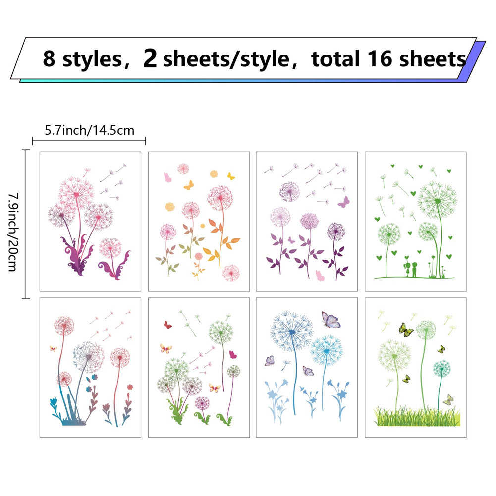 Craspire 16 Sheets 8 Styles PVC Waterproof Wall Stickers, Self-Adhesive Decals for Home Decoration