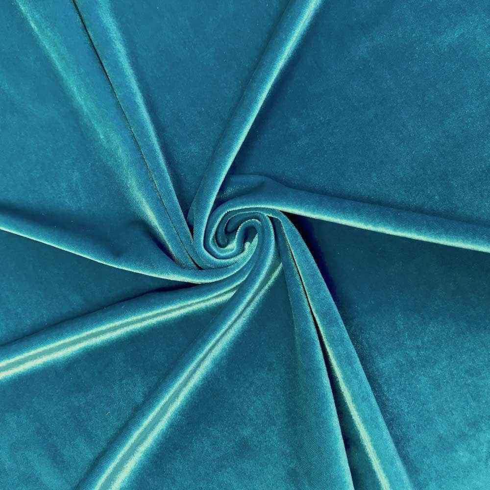 Stretch Velvet Fabric - Blue - 60" Wide, 4-Way Stretch for Sewing & Crafts