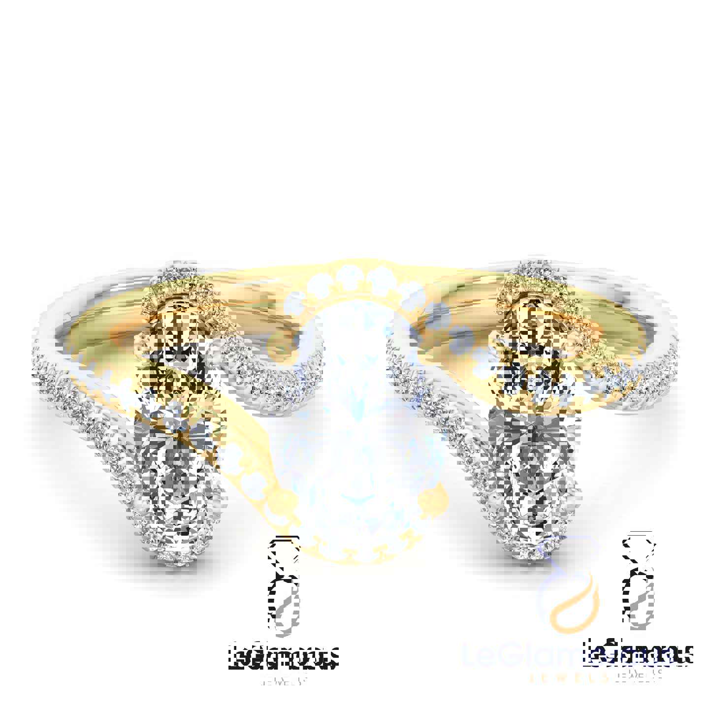 Oval Cut Lab Grown Diamond Pave Setting Engagement Ring