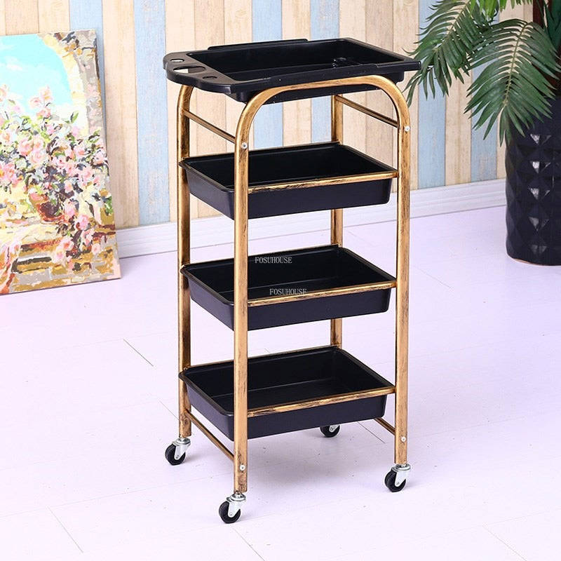 Modern Hair Salon Trolley with Wheels - Multi-layer Beauty Barber Cart