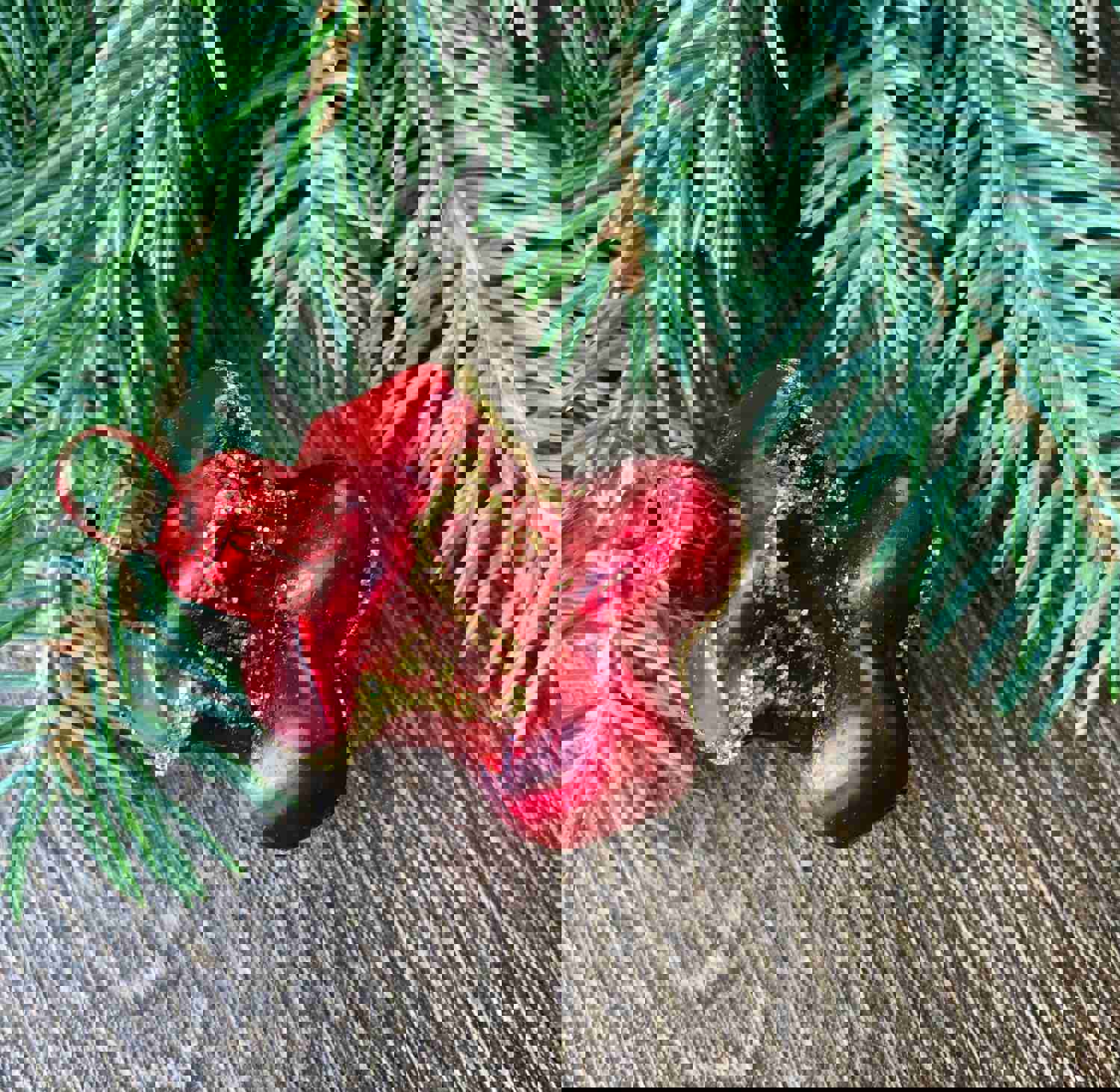 Handmade Boots Christmas Glass Ornament - Vintage Holiday Decoration