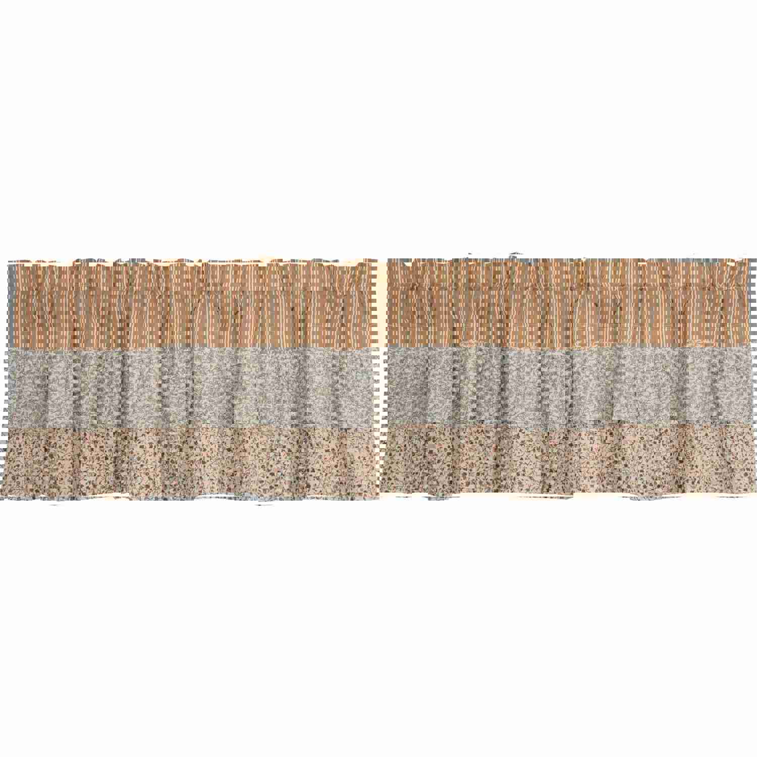 Kaila Ticking Gold Ruffled Valance 16x72 - Cottage-Style Window Decor