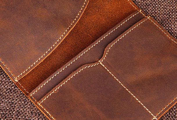 Vintage Leather Slim Men's Travel Bifold Passport Wallet