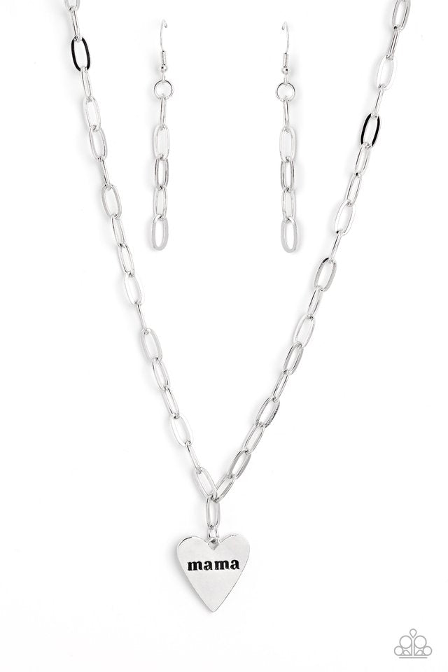 Paparazzi Necklace ~ Mama Cant Buy You Love - Silver