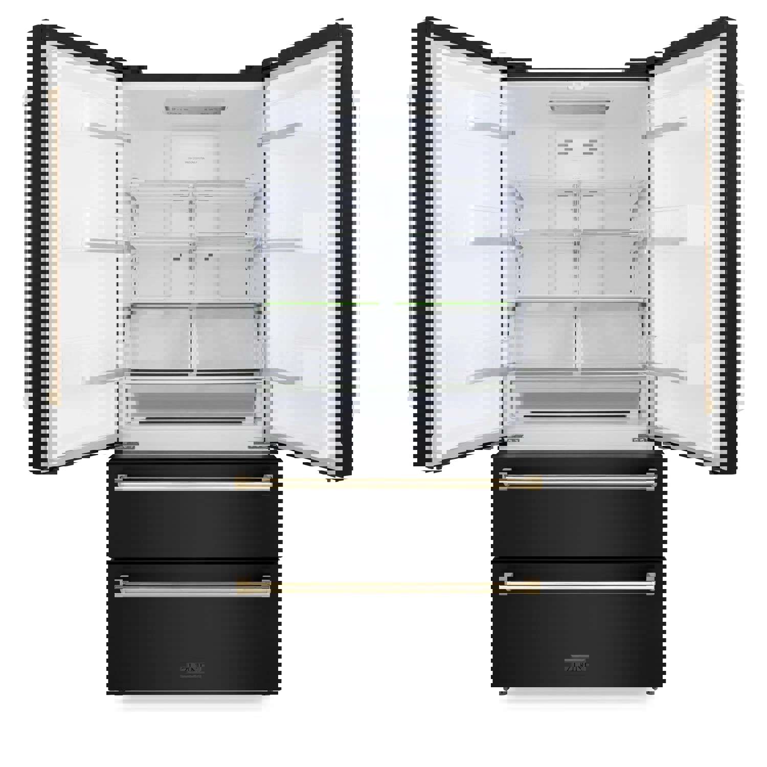 ZLINE 36 Autograph Edition 22.5 cu. ft Freestanding French Door Refrigerator with Ice Maker in Fingerprint Resistant Black Stainless Steel