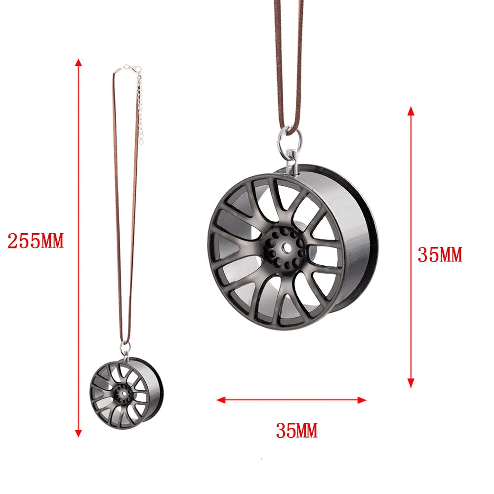 Car Ornament Pendant Metal Wheel Hub Flywheel Hanging Auto Interior Hip-hop Rear View Mirror Decoration