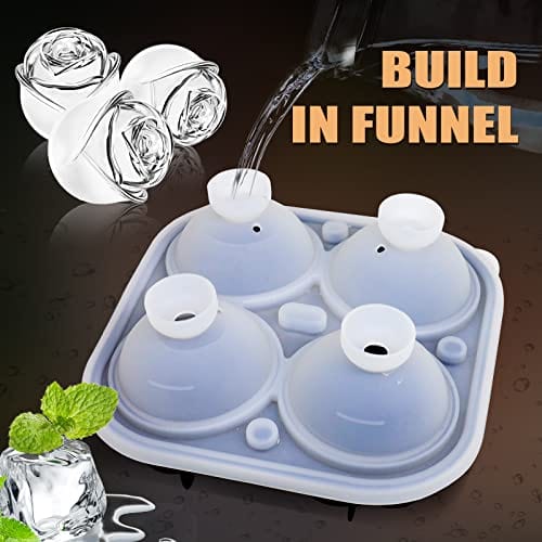 KooMall 3D Rose Ice Molds - 2.5 Inch Large Silicone Ice Cube Trays for Cocktails, Juice, Whiskey