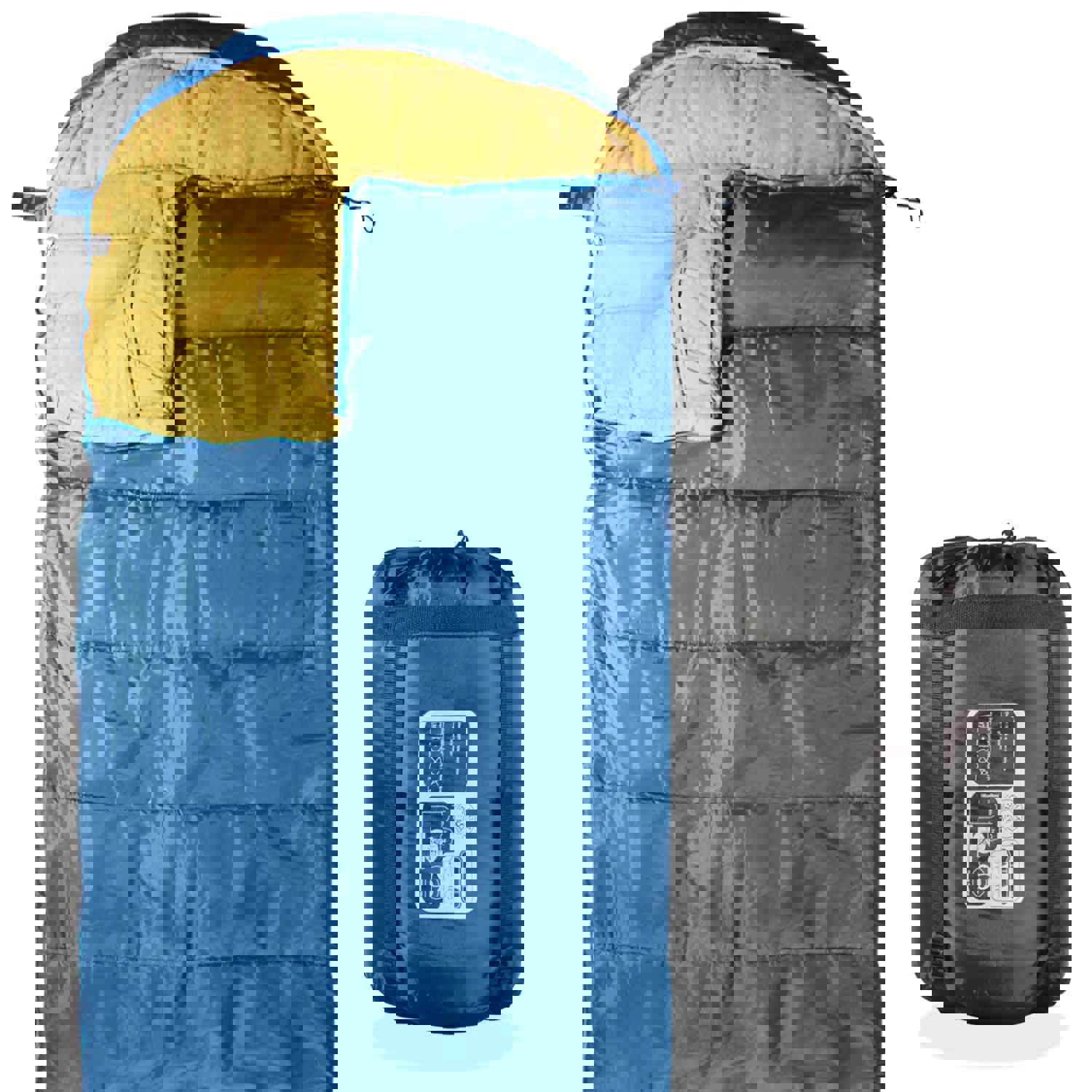 Ultralight 3-Season Sleeping Bag for Hiking, Camping & Outdoor Activities - Includes Compression Sack - Blue