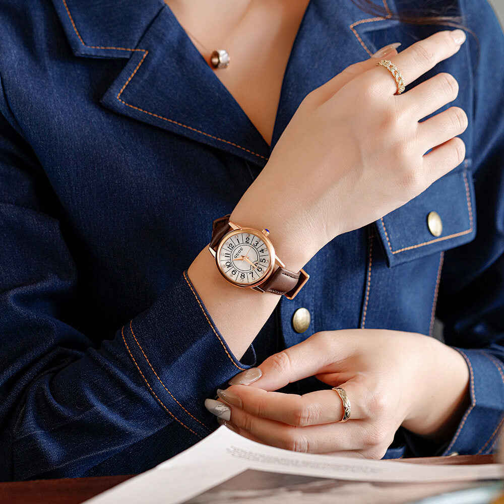 Guou 6044 Women's Fashion Watch - Large Dial, Quartz Movement, Waterproof