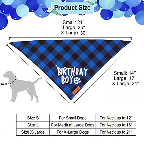 ADOGGYGO Dog Birthday Party Supplies Set - Bandana, Hat & Bowtie for Large/X-Large Dogs (Blue)