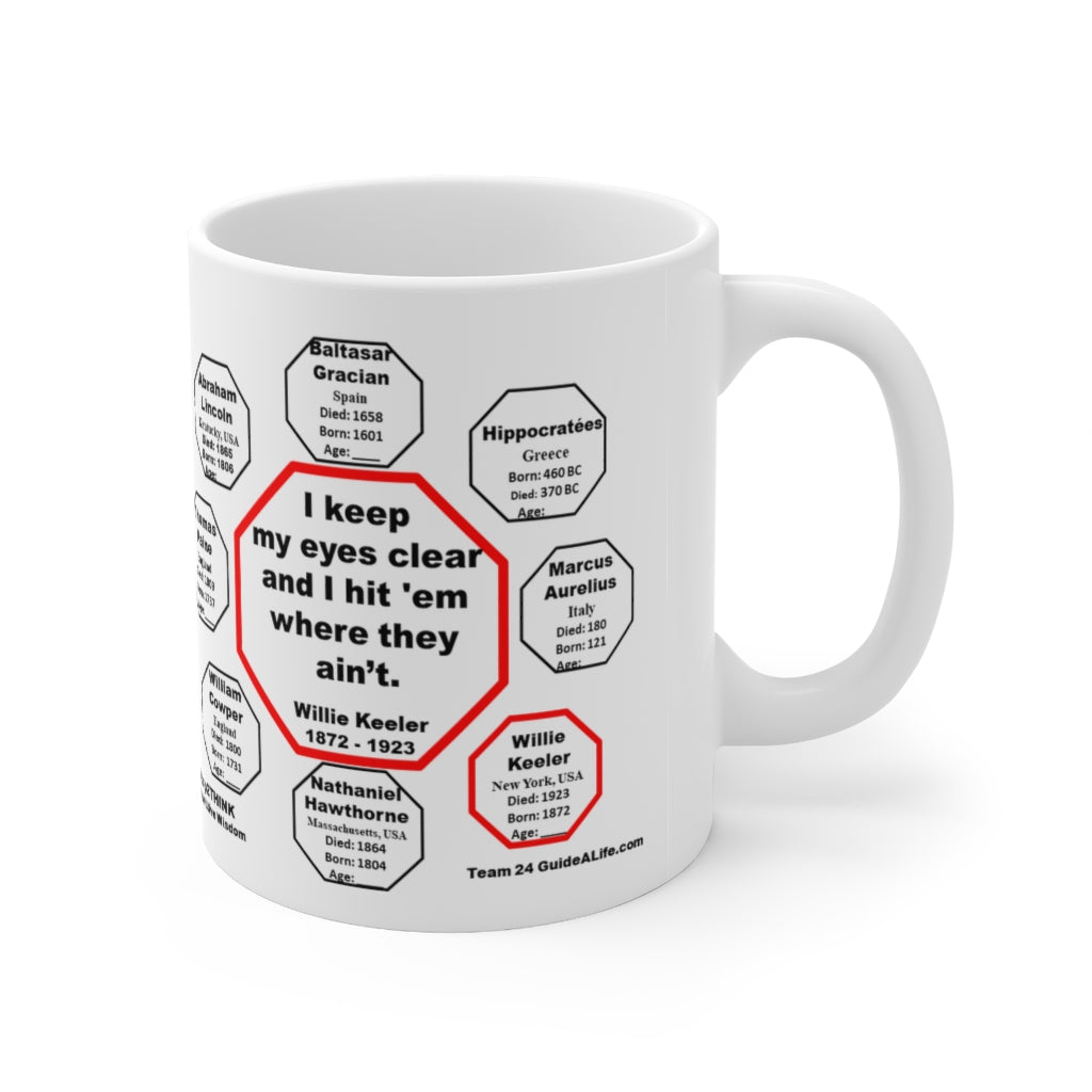 MW-24.4-I Keep My Eyes Clear and I Hit Em Where They Aint - Willie Keeler 1872 - 1923 - Drink Wisely in MugWisdom - Ceramic 11oz Cup