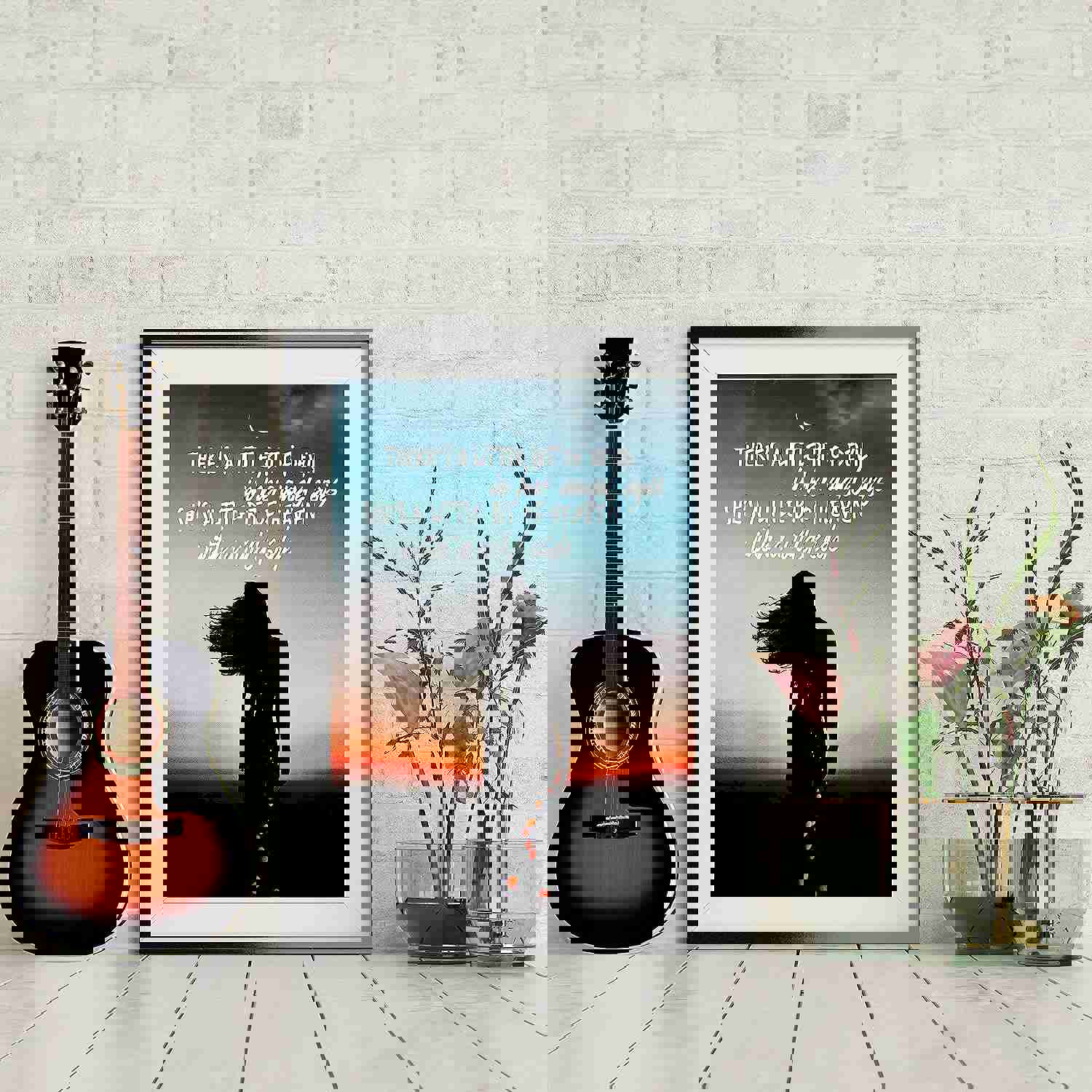Love & Theft - There's a Little Bit of Devil in Her Angel Eyes Song Lyric Wall Art - 8x10 Typographic Sunset Print - Ready to Frame