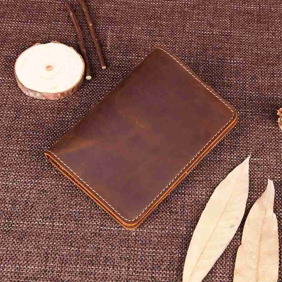 Vintage Leather Slim Men's Travel Bifold Passport Wallet
