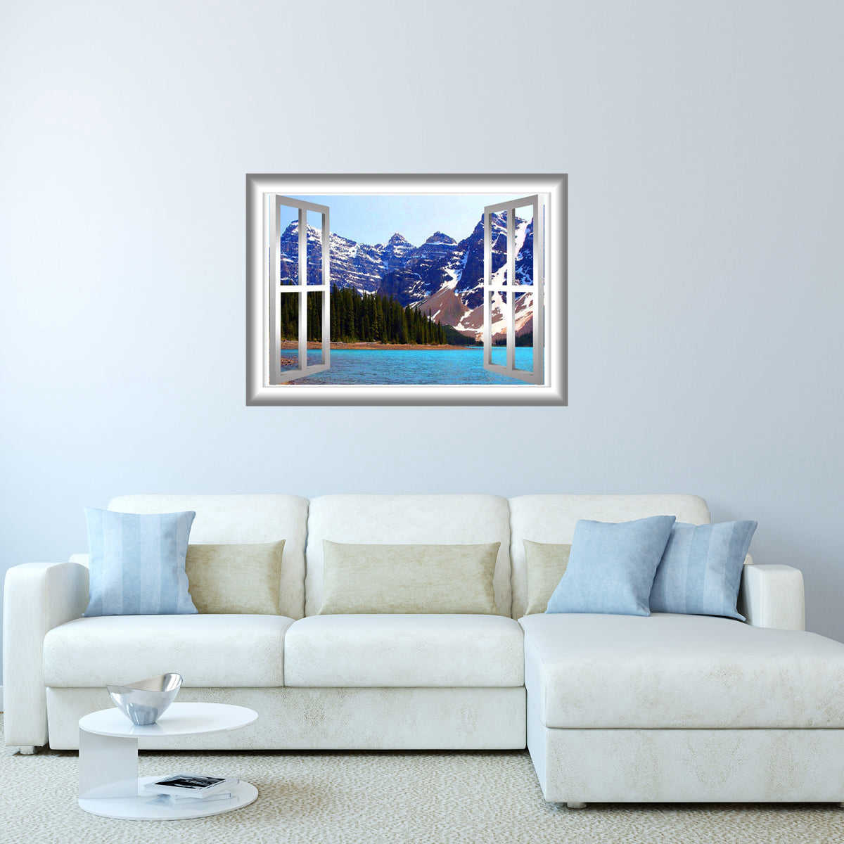 Nature Lake Scene Peel and Stick Vinyl Wall Decal - Vibrant 3D Design for Home & Office