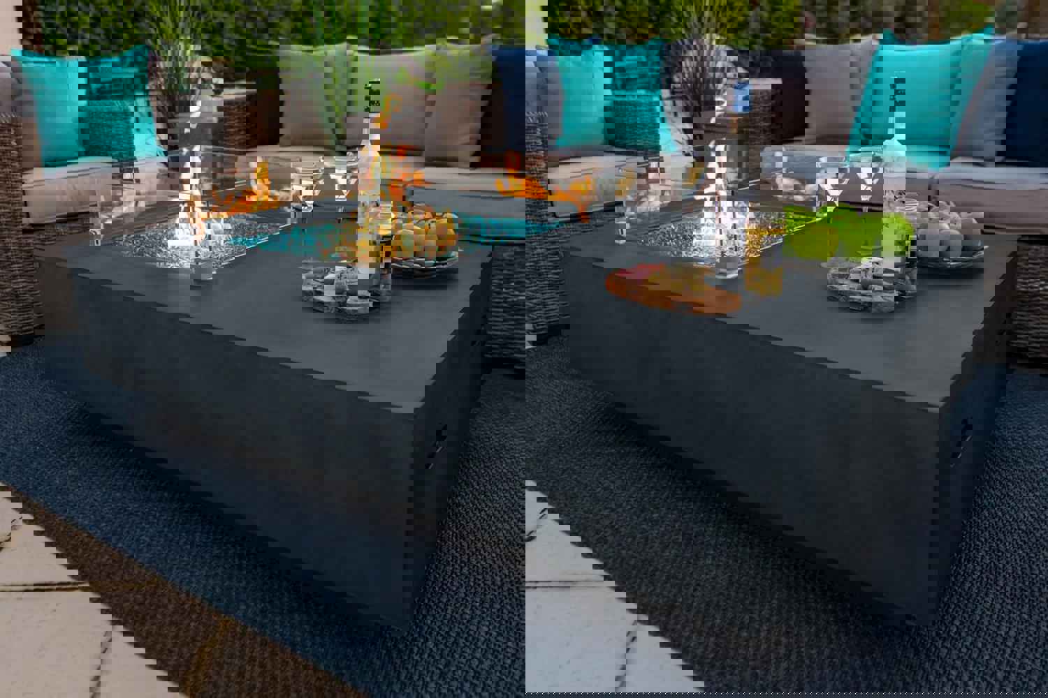 65 Rectangular Outdoor Propane Gas Fire Pit Table in Gray