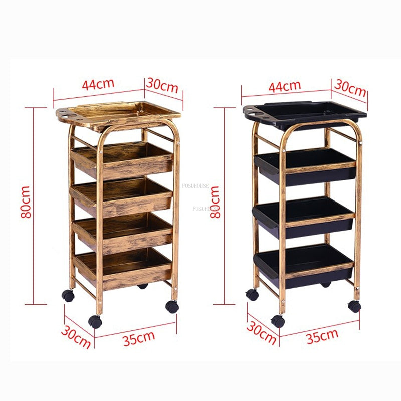 Modern Hair Salon Trolley with Wheels - Multi-layer Beauty Barber Cart