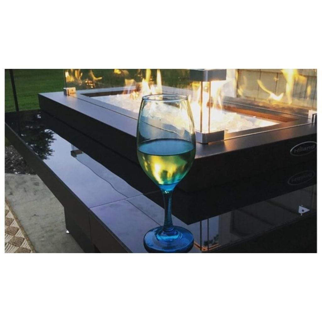 AZ Patio Heaters 30 Black/Mocha Rectangle Two Tier Glass Top Fire Pit