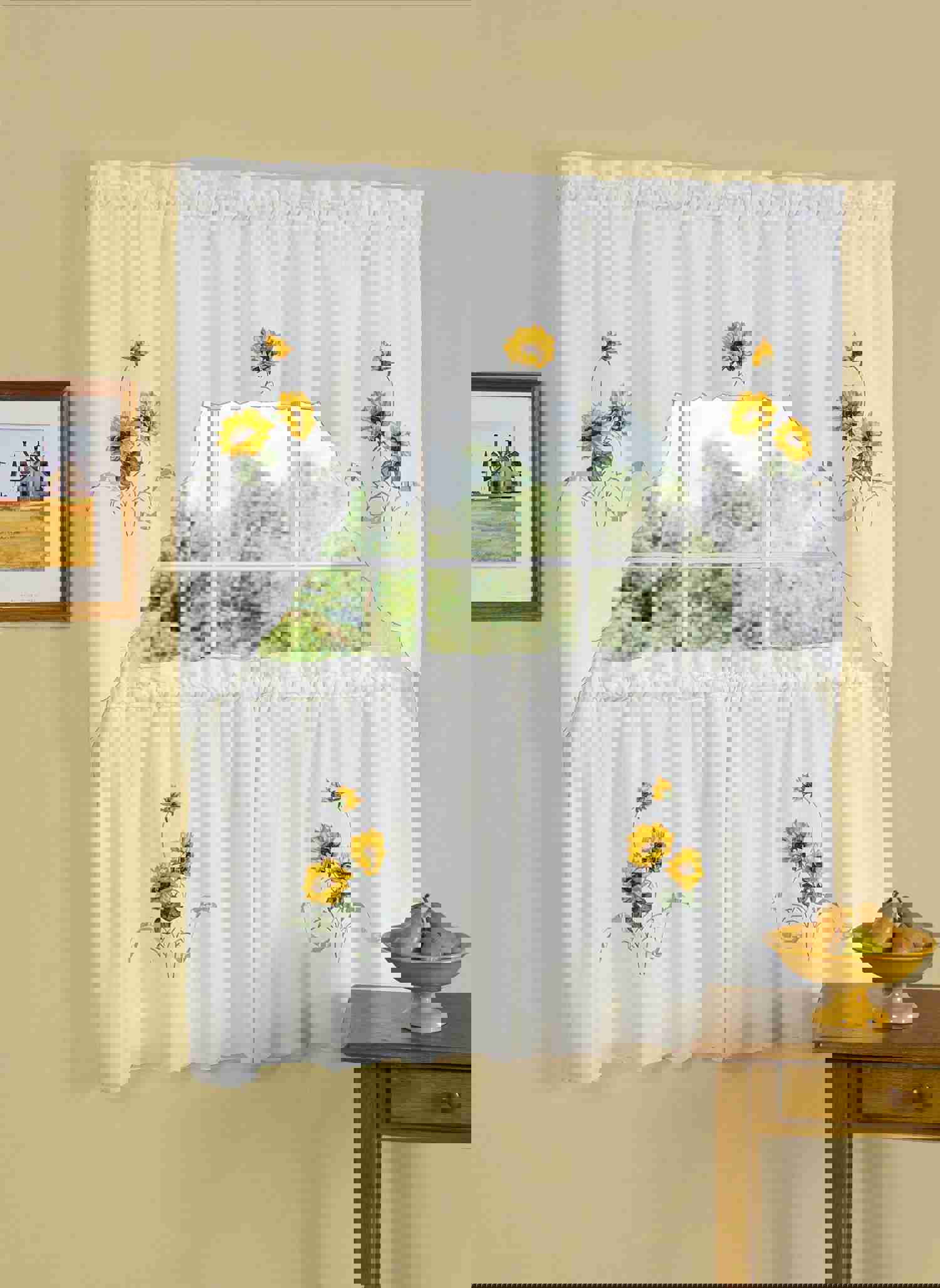 Embellished Tier and Swag Window Curtain Set