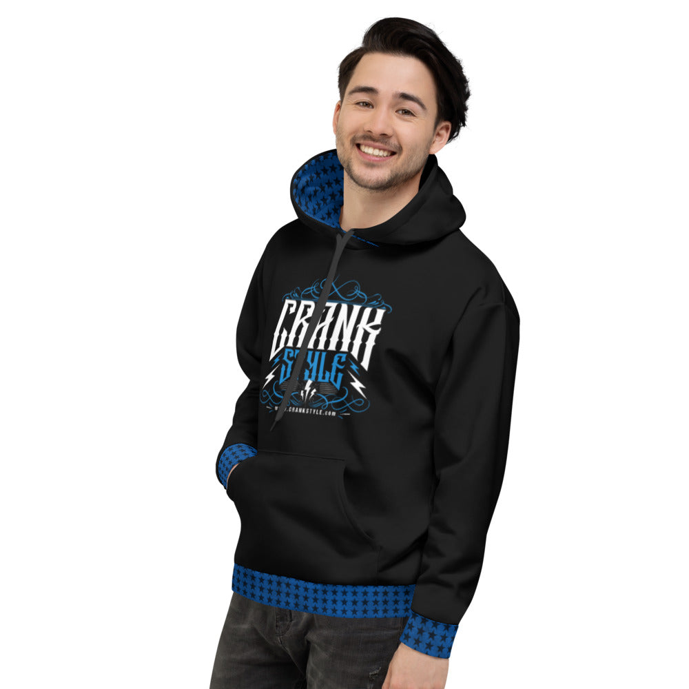 Crank Styles Vintage Black, Blue and White Hoodie
