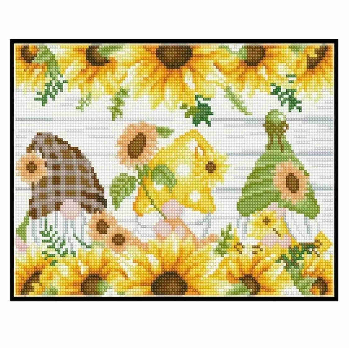 Diamond Painting Kit - Gnome Sunflower Floral DIY Craft