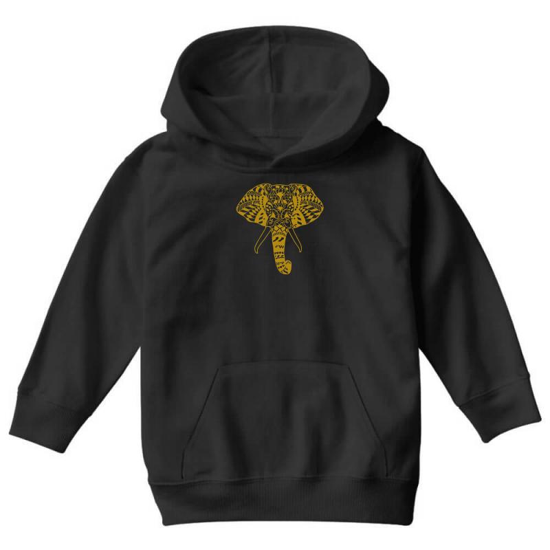 Tribal Print Elephant Geometric Gold Animals Cool Youth Hoodie