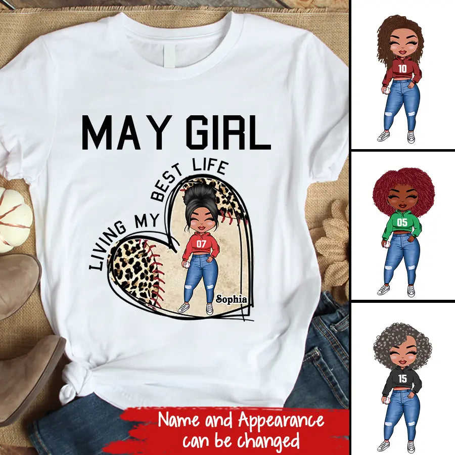 May Birthday Shirt - Custom Queens Born in May Baseball Lover Gift