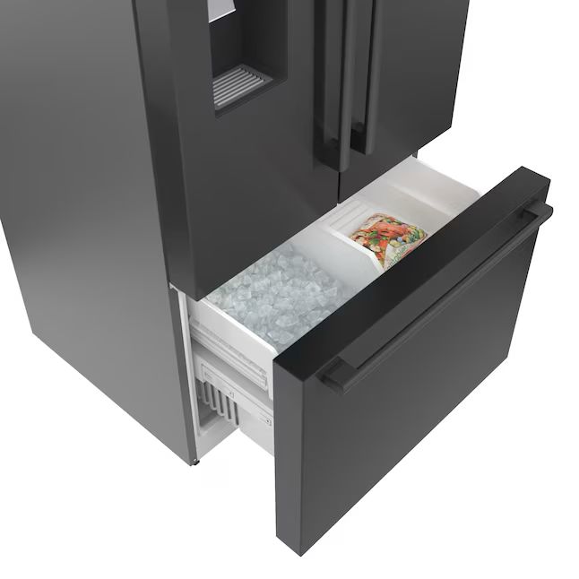 Bosch 500 Series 26-cu ft French Door Refrigerator with Ice Maker (Black Stainless Steel)