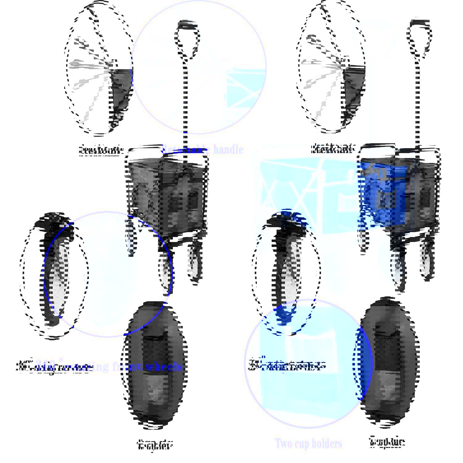 Heavy Duty Folding Outdoor Wagon Cart for Beach, Park, and Camping