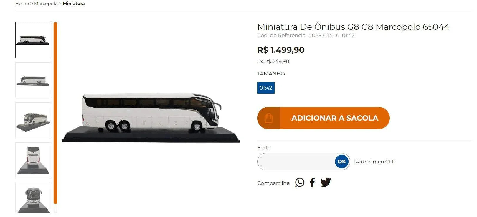 Miniature Bus G8 Marcopolo 65044 - Blue (DDP Shipping Included)