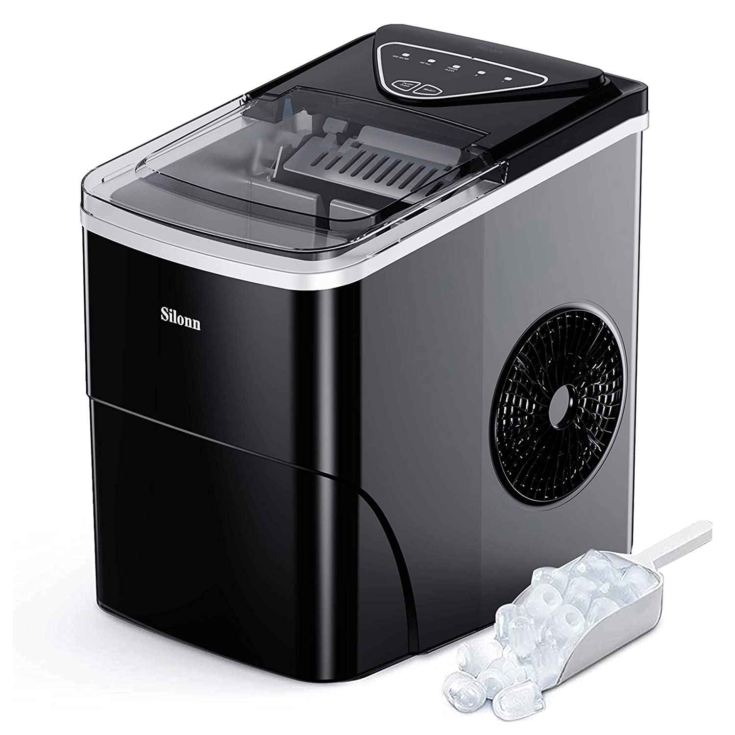 Countertop Ice Maker - 9 Cubes in 6 Mins, 26Lbs/24Hrs, Self-Cleaning with Ice Scoop & Basket