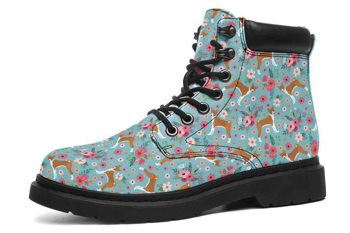 Basenji Flower Classic Vibe Boots - Custom Printed Vegan Boots